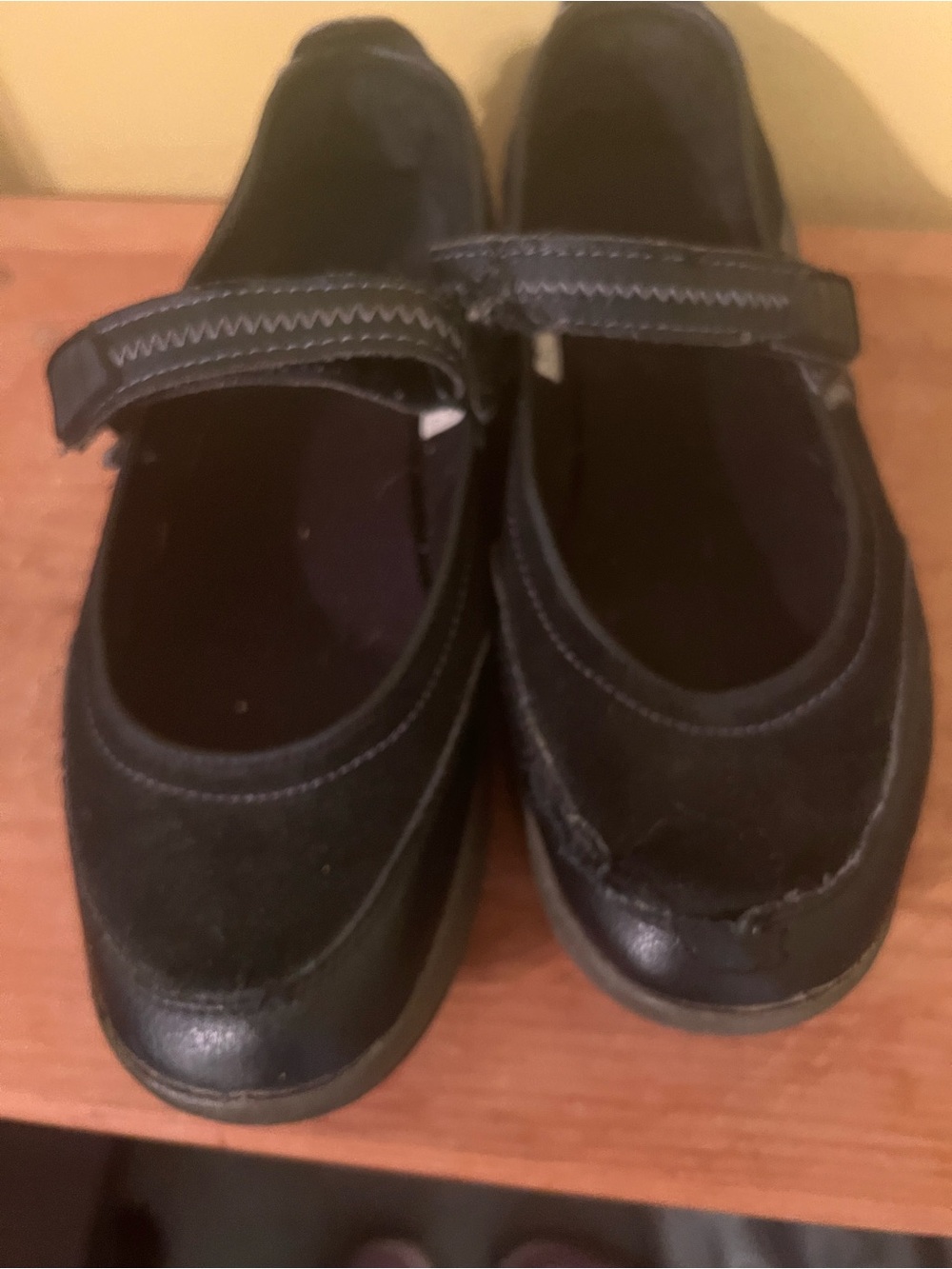Lands' End Black Mary Jane Flats with Hook-and-Loop Strap